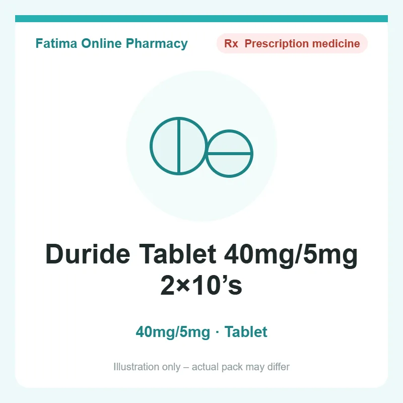 duride tab 40mg 5mg Duride Tablet 40mg/5mg 2×10’s
