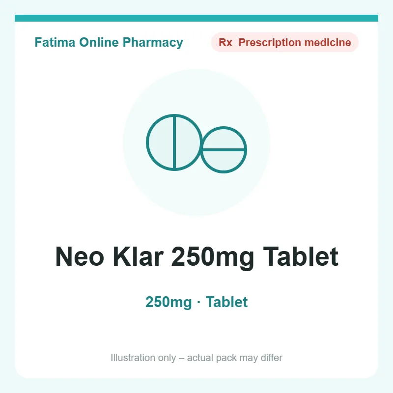 neo klar 250mg tablet Neo Klar 250mg Tablet